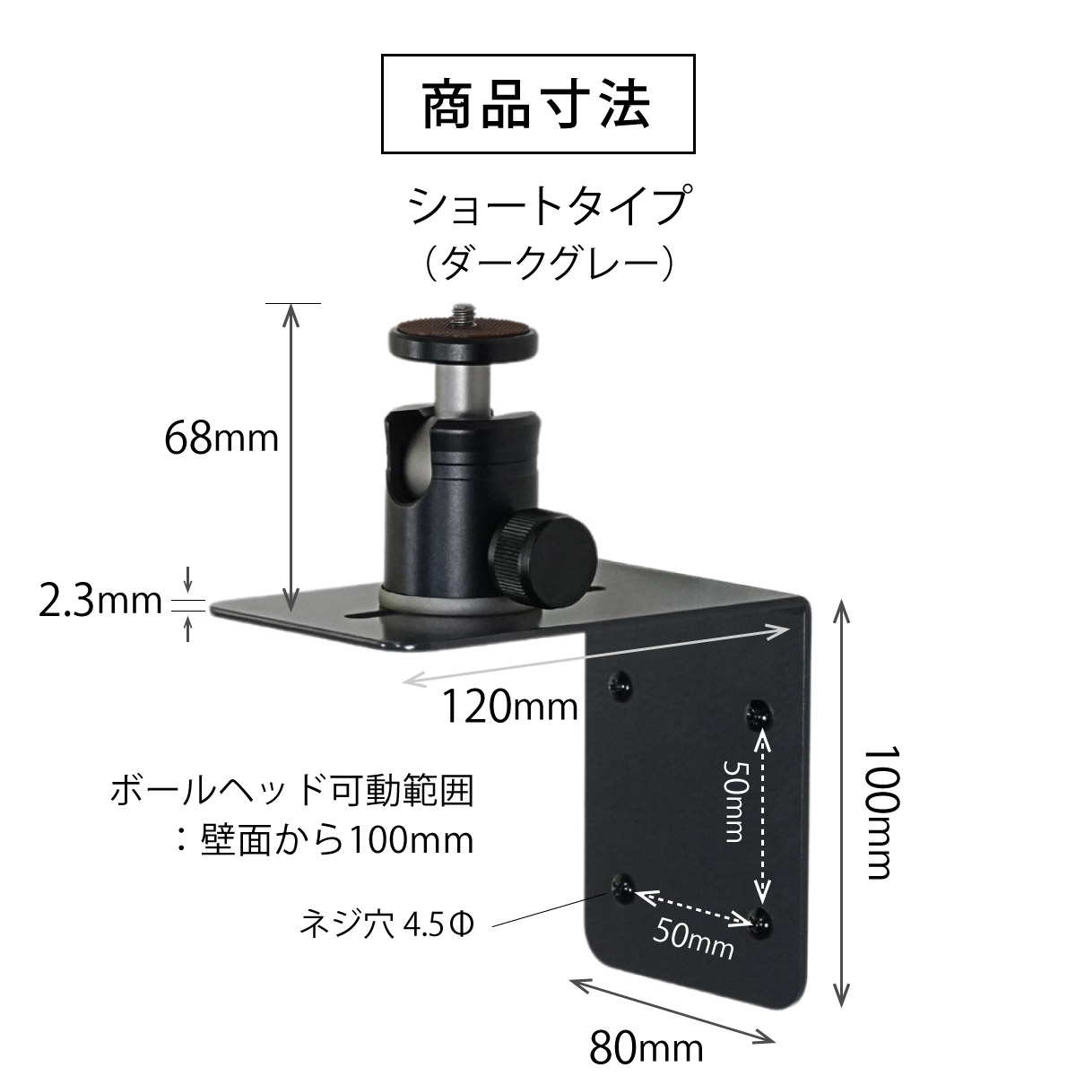 ショートタイプ 製品寸法 ダークグレー