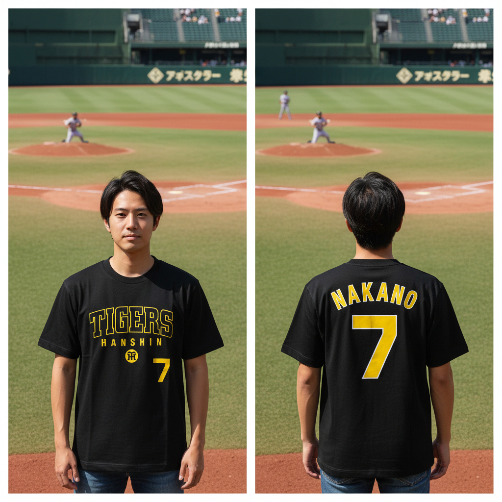 阪神タイガース グッズ 球団承認 TL 中野 背番号Tシャツ黄文字 NEW