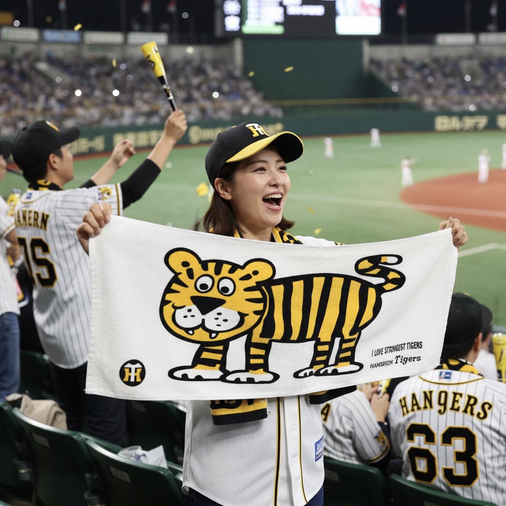 阪神タイガースグッズ I LOVE フェイスタオル TIGERS 球団承認 綿100