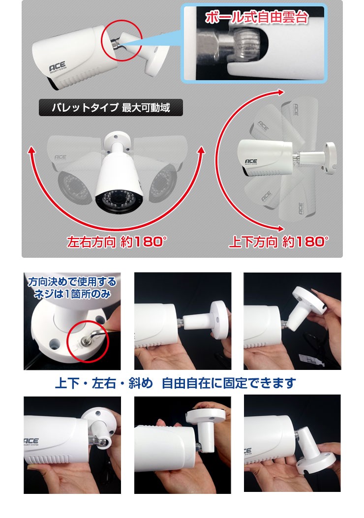 ACE ワイヤレス 防犯カメラ バリフォーカルレンズ採用 中古品 ACE SECURITY SYSTEM 防犯カメラ AHD 200万画素 追加用 屋外