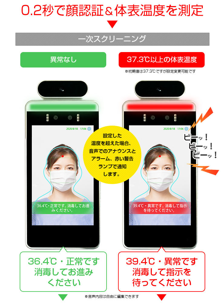 サーマルカメラ 非接触温度計 選べるスタンド 赤外線 感染症対策 顔