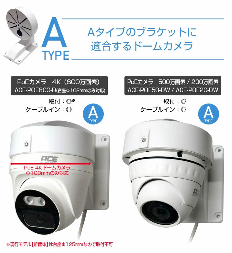 ACE SECURITY SYSTEM ドームカメラ 軽量 ブラケット 防犯カメラ ステー