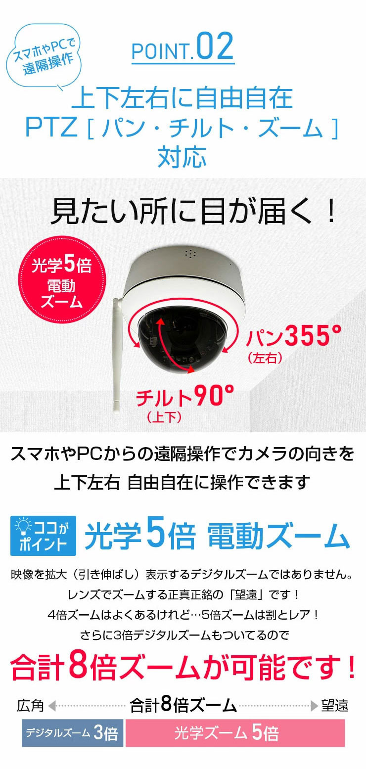 防犯カメラ WiFi 屋外 ワイヤレス PTZ ドーム型 500万画素 SONY製センサ マイク内蔵 SDカード 録画 自動追跡 家庭用 通話 :  wip90113 : 防犯システムのモノサプライ - 通販 - Yahoo!ショッピング