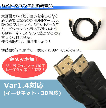 HDMIケーブル2m 金メッキ仕様 Ver.1.4対応 : 防犯システムのモノ