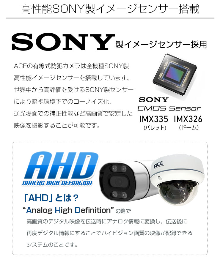ACE SECURITY SYSTEM 防犯カメラ AHD500万画素 カメラ 追加用 XVR ACE SECURITY SYSTEM 防犯カメラ AHD500万画素 カメラ 追加用 XVR