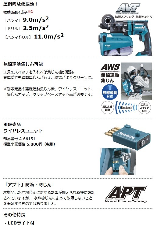 マキタ（makita） 18mm 充電式ハンマドリル(青) HR182DRGX (18V/6.0Ah 