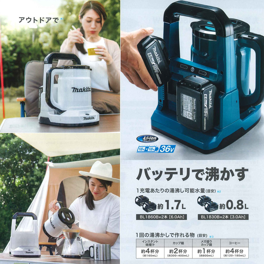 makita マキタ KT360DZW 充電式ケトル 白 18v Amazon.co.jp: マキタ(Makita) 充電式ケトル 36V バッテリ・充電