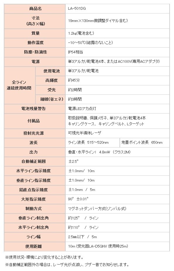 MAX レーザー墨出器 LA-501DG-DTセット (本体・受光器・三脚セット