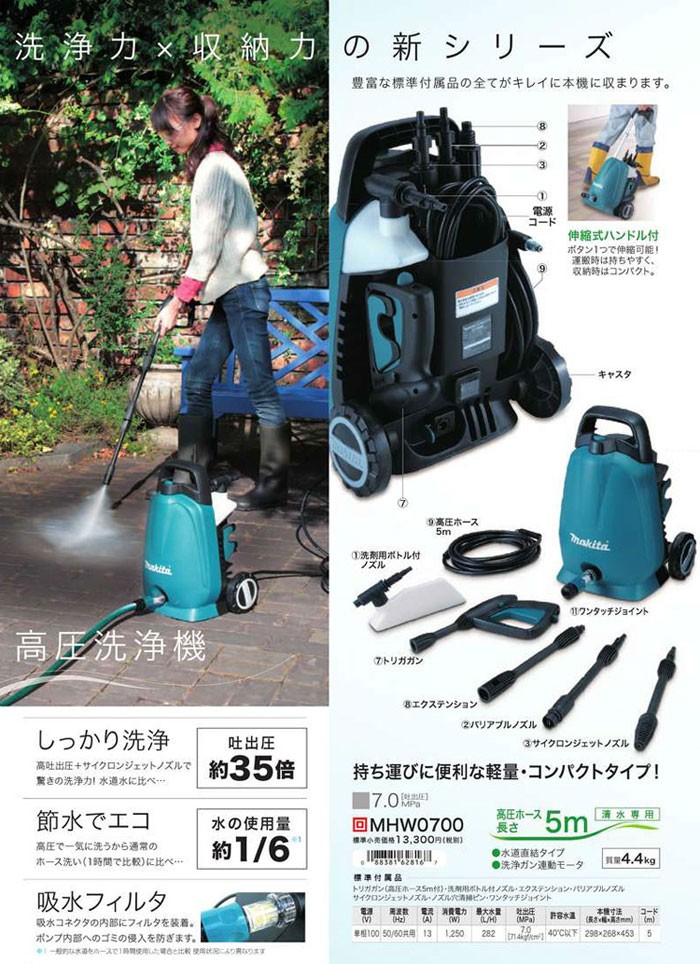マキタ 高圧洗浄機 MHW0700（水道ホースはついていません