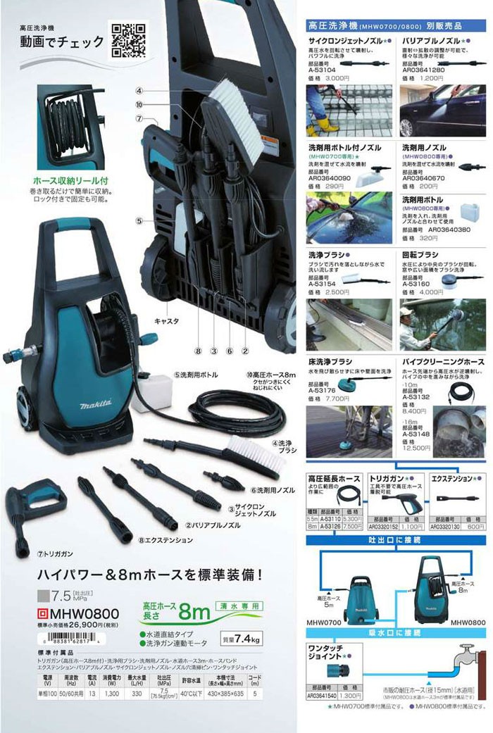 待望の再入荷! マキタ(Makita)高圧洗浄機 MHW0800 - 通販 - bahri.edu.sd