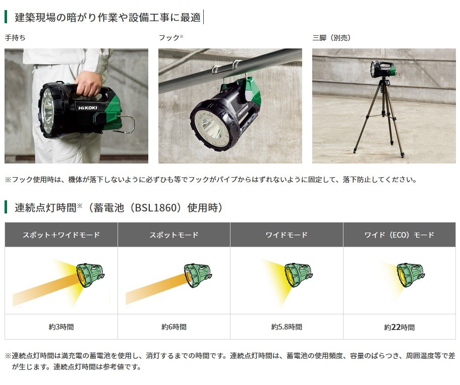 送料込み❗️ほぼ未使用品❗️HiKOKI サーチライト　UB18DA本体のみ Amazon.co.jp: HiKOKI(ハイコーキ) コードレスサーチライト 蓄電池