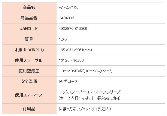 マックス（MAX） 高圧タッカ HA-25/10J (10Jステープル、脚長13〜25mm