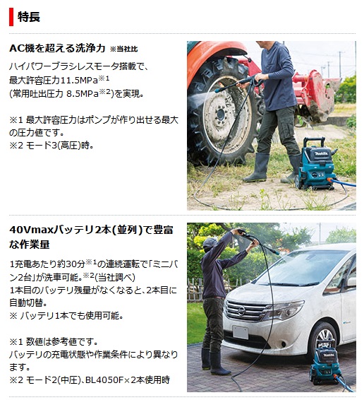 マキタ（makita） MHW001GZ 充電式高圧洗浄機 40Vmax対応（本体のみ