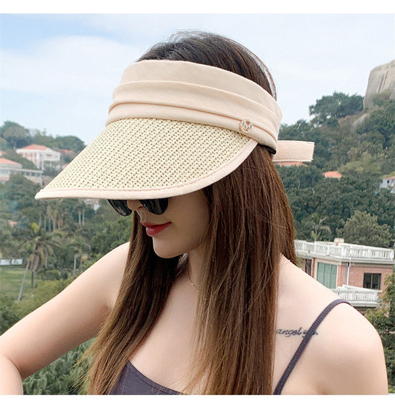 ハイクオリティ 麦わら帽子 レース ビーズ つば広 韓国 UVカット 紫外線対策 日焼け対策