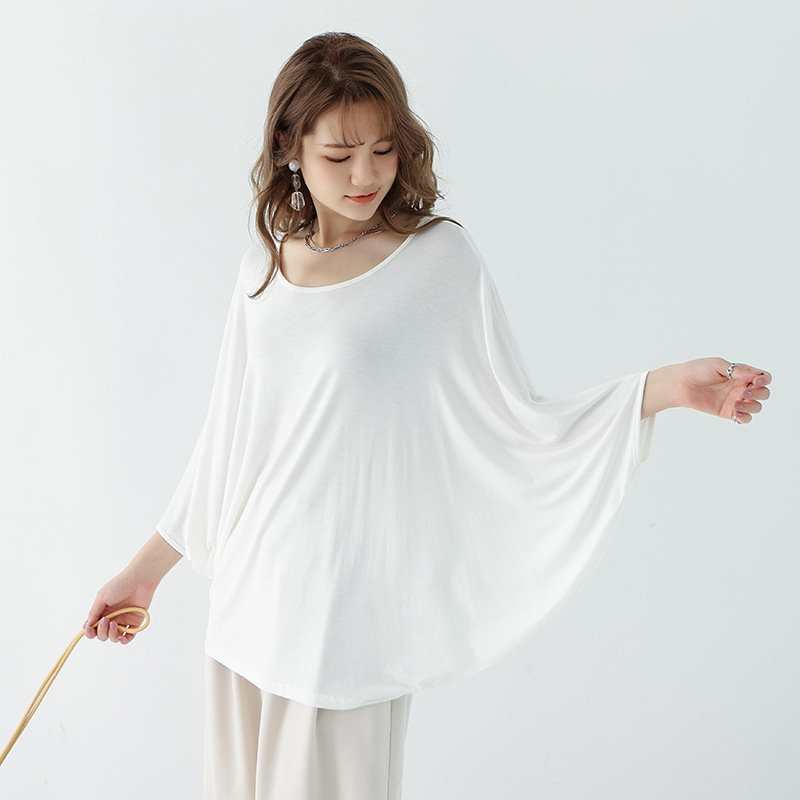 Tシャツ ドルマンスリーブ カットソー レディース トップス 長袖 春 夏 薄手 涼しい 体型カバー 二の腕カバー OL 着 おしゃれ 送料無料 |  | 01