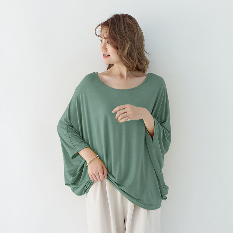 Tシャツ ドルマンスリーブ カットソー レディース トップス 長袖 春 夏 薄手 涼しい 体型カバー 二の腕カバー OL 着 おしゃれ 送料無料 |  | 03