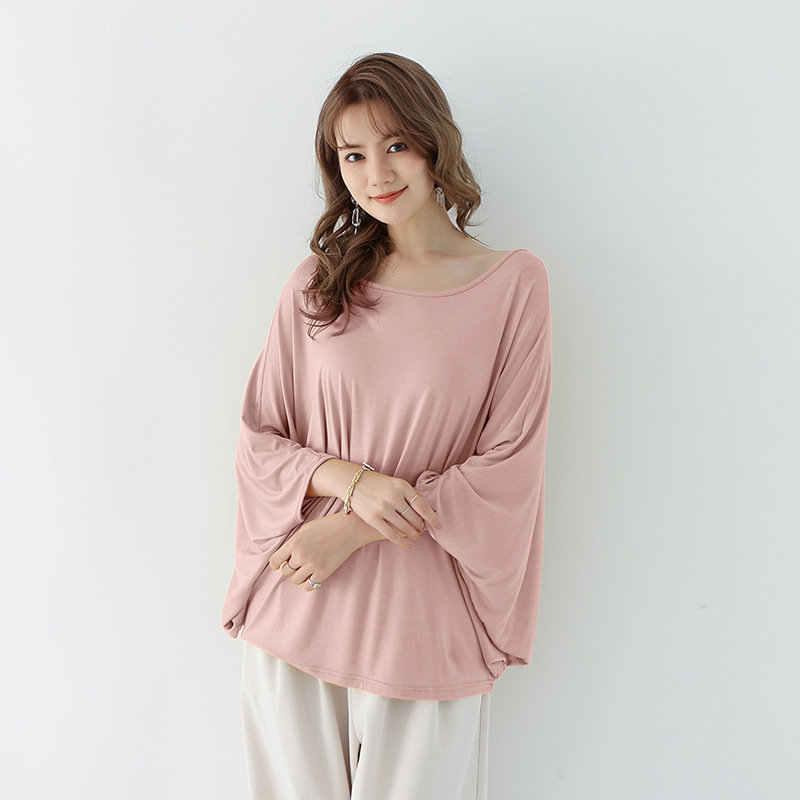 Tシャツ ドルマンスリーブ カットソー レディース トップス 長袖 春 夏 薄手 涼しい 体型カバー 二の腕カバー OL 着 おしゃれ 送料無料 |  | 04