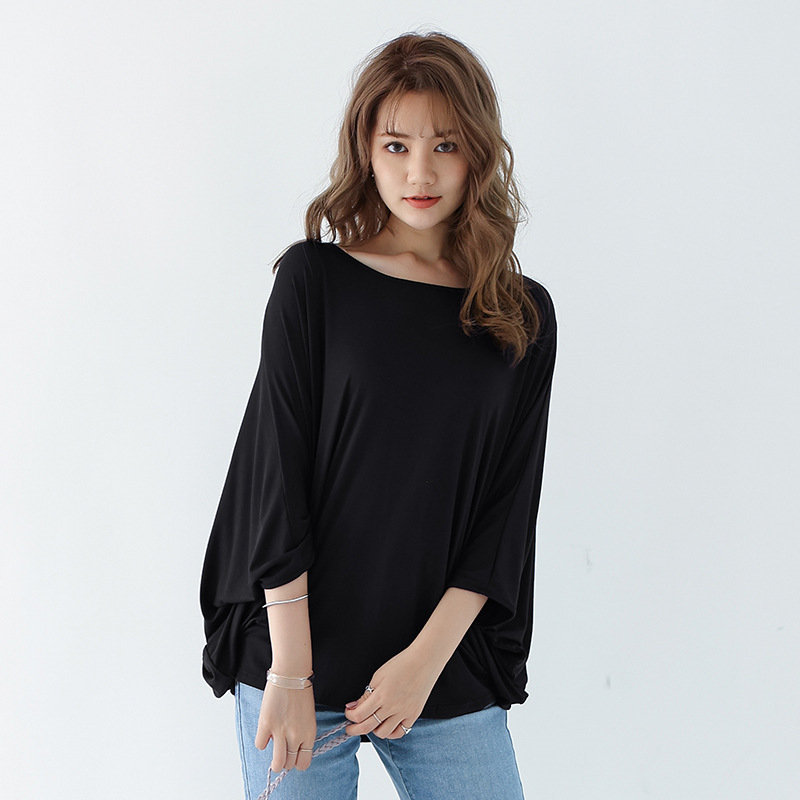 Tシャツ ドルマンスリーブ カットソー レディース トップス 長袖 春 夏 薄手 涼しい 体型カバー 二の腕カバー OL 着 おしゃれ 送料無料 |  | 06