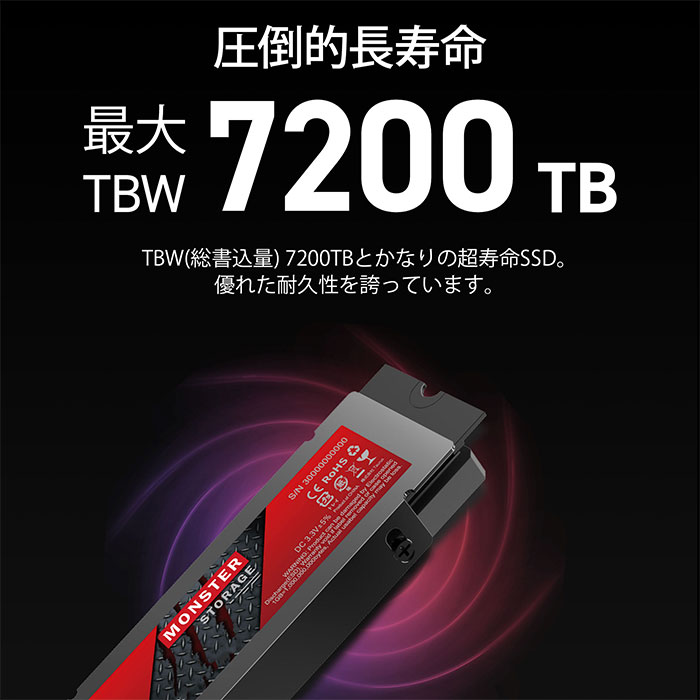 Monster Storage SSD 4TB NVMe PCIe Gen4×4 最大読込:7,450MB/s 最大書き:6,500MB/s  PS5確認済み ヒートシンク付きM.2 Type 2280 3D TLC MS950G70PCle4HS-04TB :  ms950g70pcle4hs-04tb : モンスターストレージ - 通販 - Yahoo!ショッピング