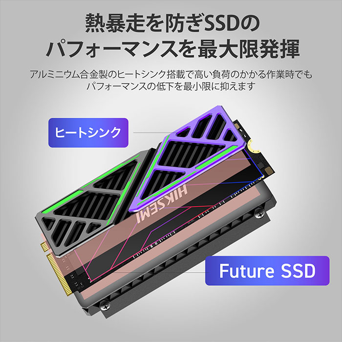 HIKSEMI 2TB NVMe SSD PCIe Gen4×4 R:7,450MB/s W:6,750MB/s 