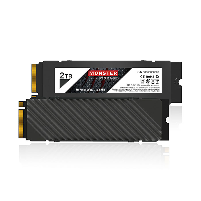 Monster Storage NVMe 2TB SSD PCIe Gen 4×4 R: 5,000MB/s W