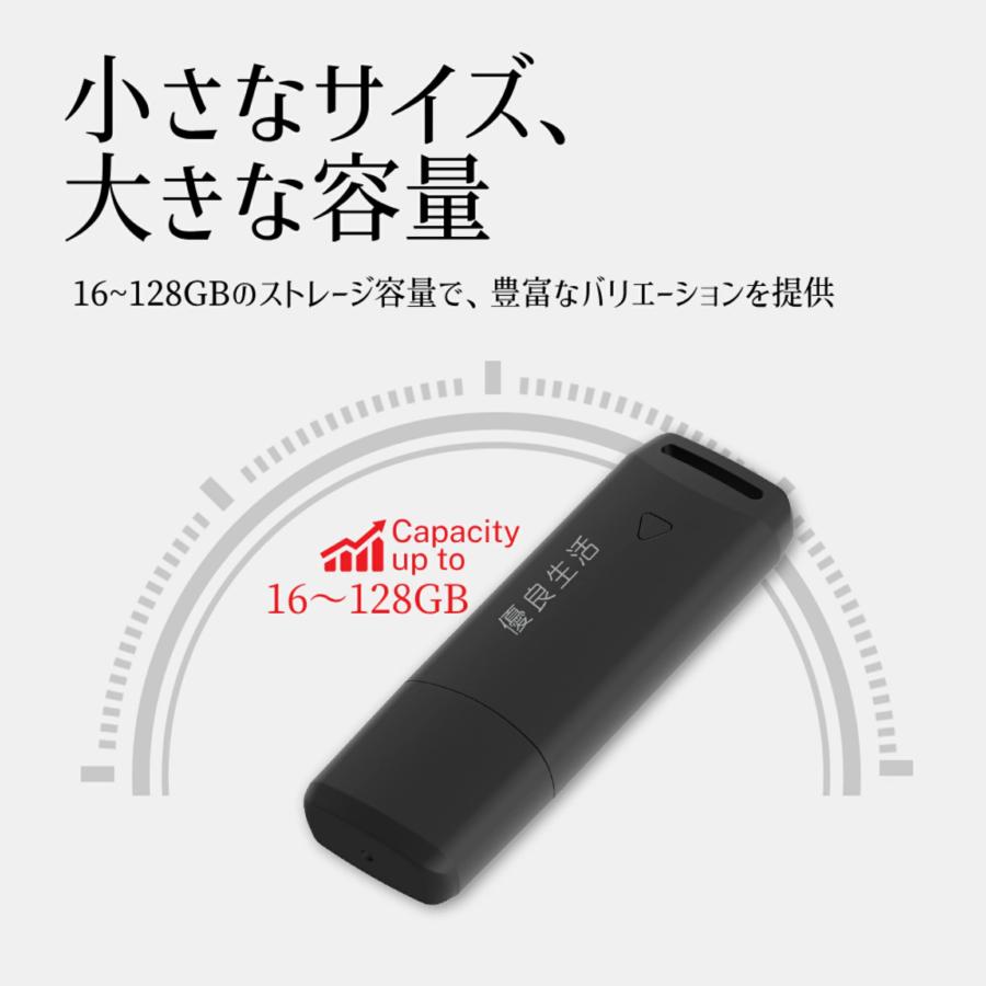 優良生活USBメモリの容量ラインアップ