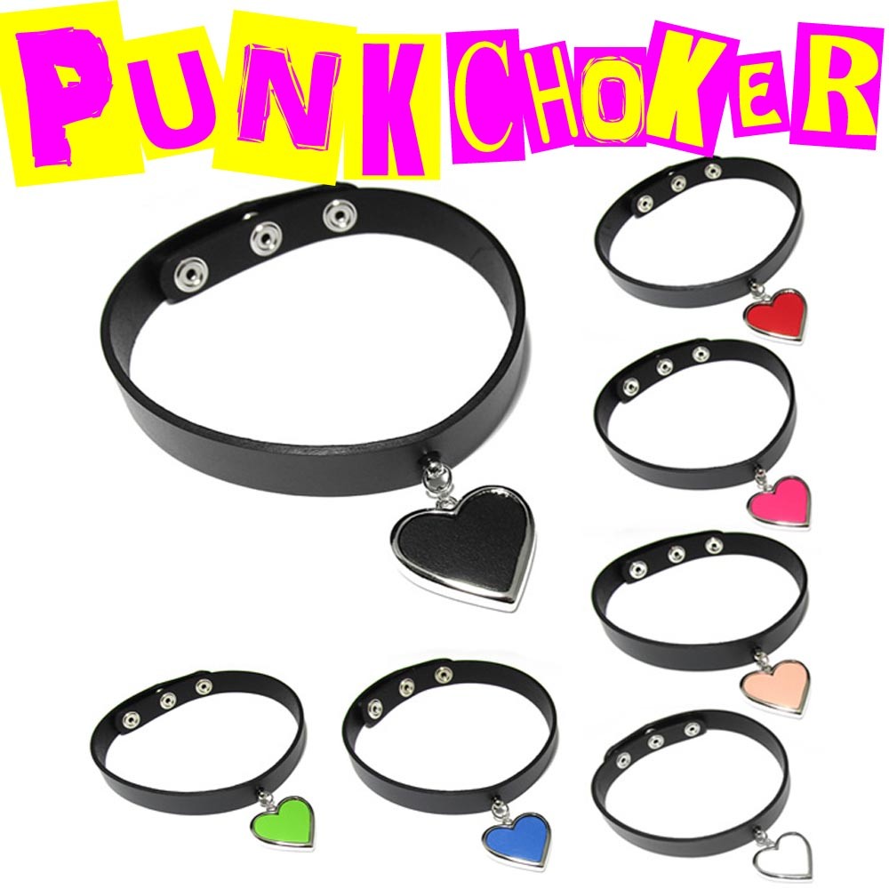 Hart（ハート） 全7色 レザーゴシックパンクチョーカー カラフルハート
