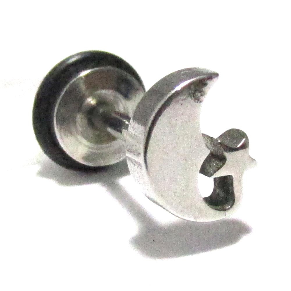ボディピアス シルバーカラー月と星フェイクプラグ 16G(1.2mm) BP-FP26