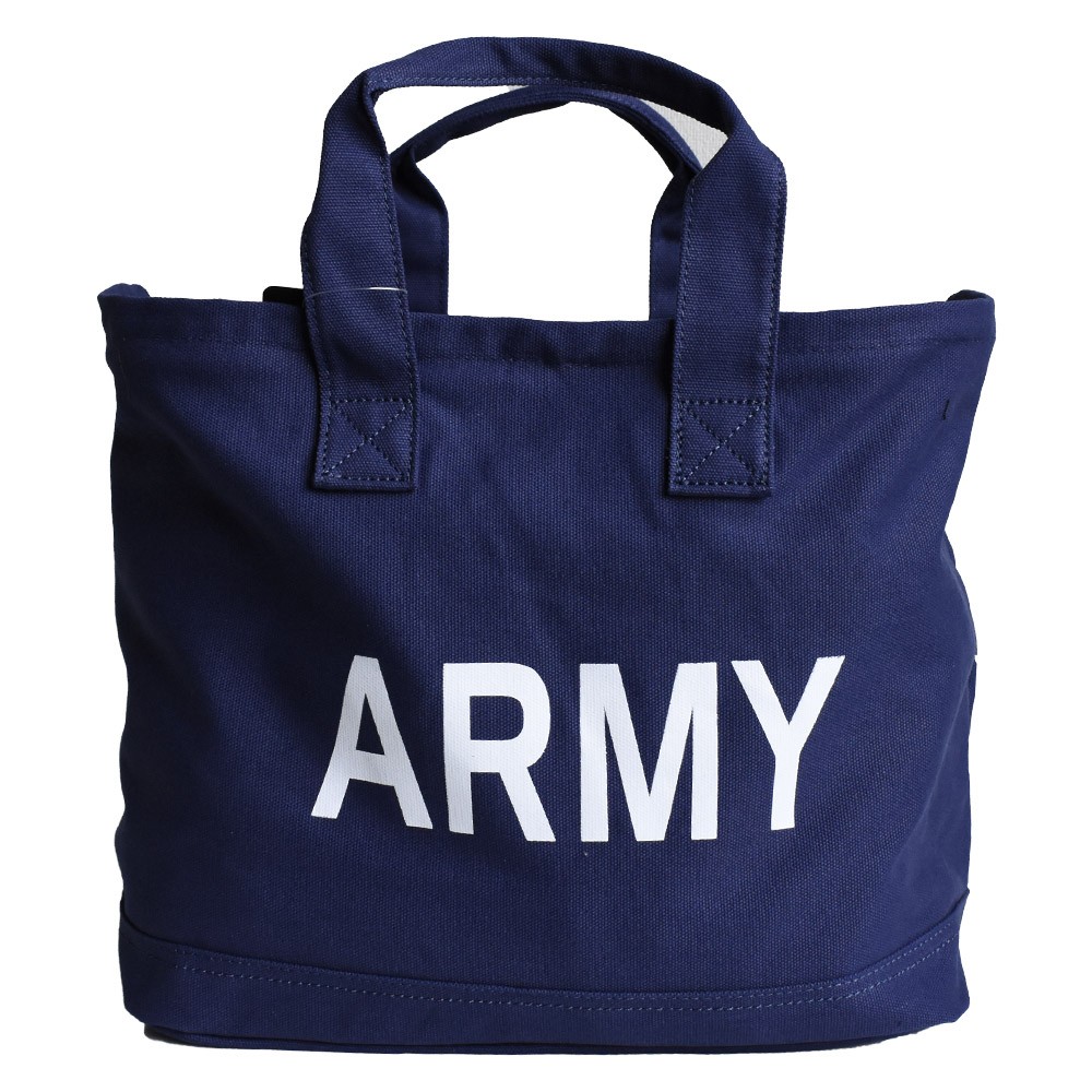 キャンバストートバッグ ネイビー ARMY ふた付き - バッグ