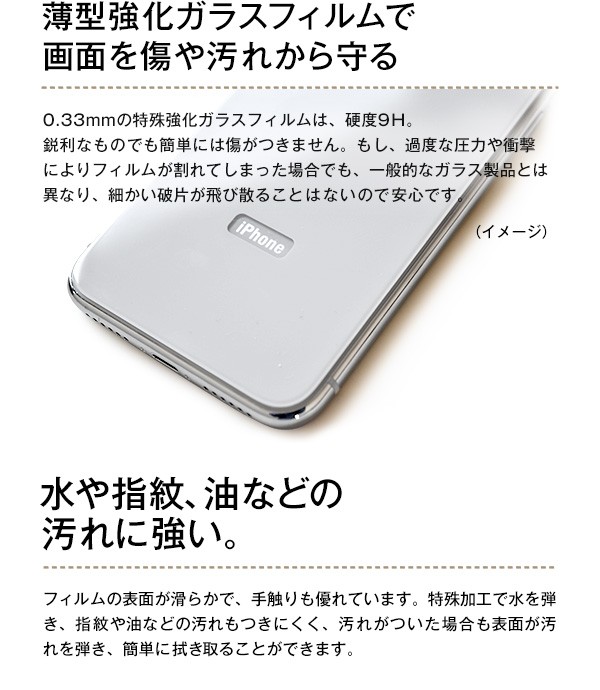 Apple iPhoneX用 背面フィルム 背面用 強化ガラスフィルム エッジが