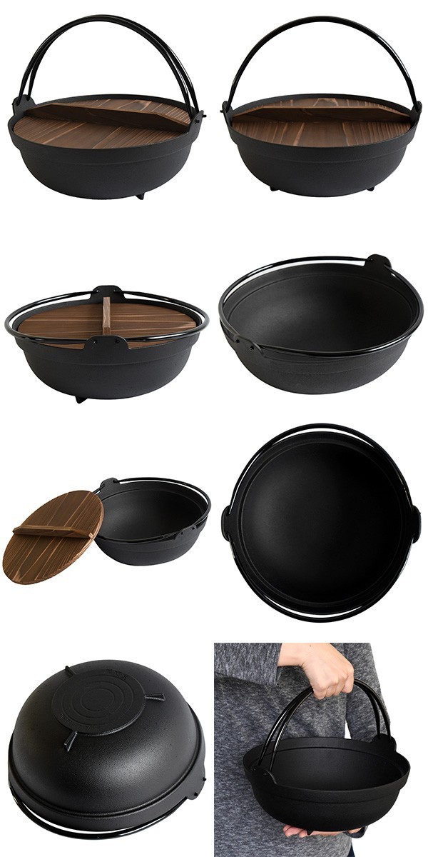 Amazon｜foke南部鉄器 囲炉裏鍋 ガラス蓋・木蓋付き バージン