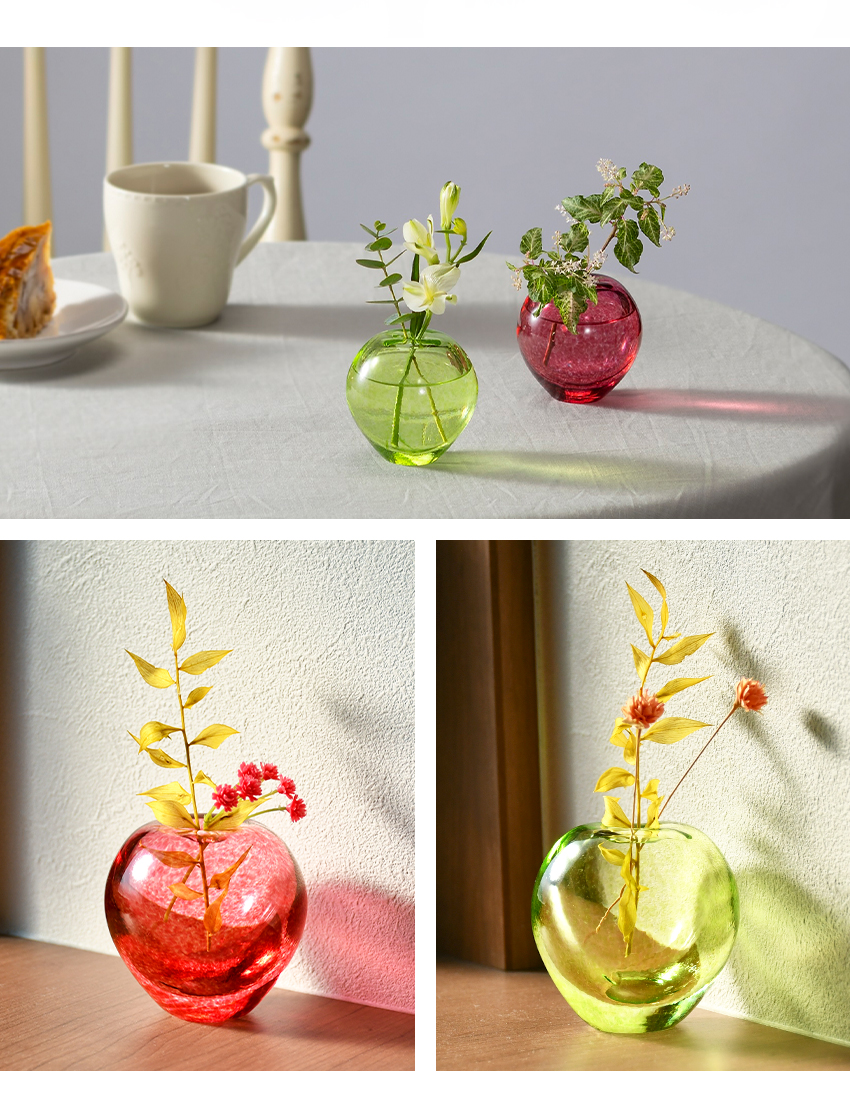 津軽びいどろ りんごの一輪挿し 伝統工芸品 日本製 花瓶 箱入りりんご