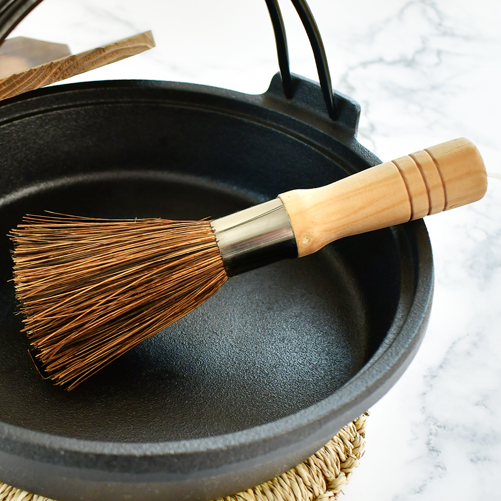 ささら 天然素材 キッチンブラシ 竹 シダ 持ち手付き 簓 鉄フライパン