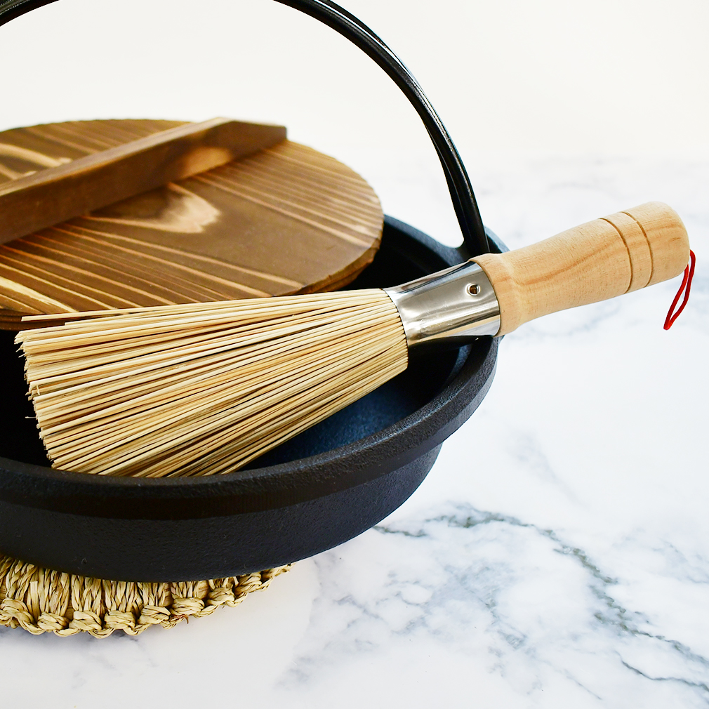 ささら 天然素材 キッチンブラシ 竹 シダ 持ち手付き 簓 鉄フライパン