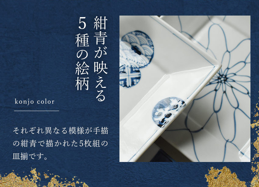 九谷焼 絵変わり 6号皿揃 5枚セット 19cm 御祝 金婚式 銀婚式