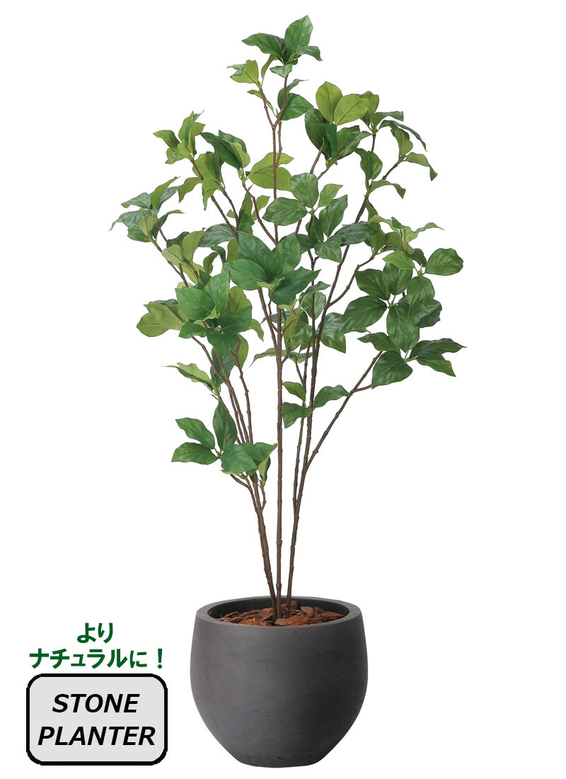 光触媒人工観葉植物、ナチュラルサラサドウダン1.0m、ストーンプランター