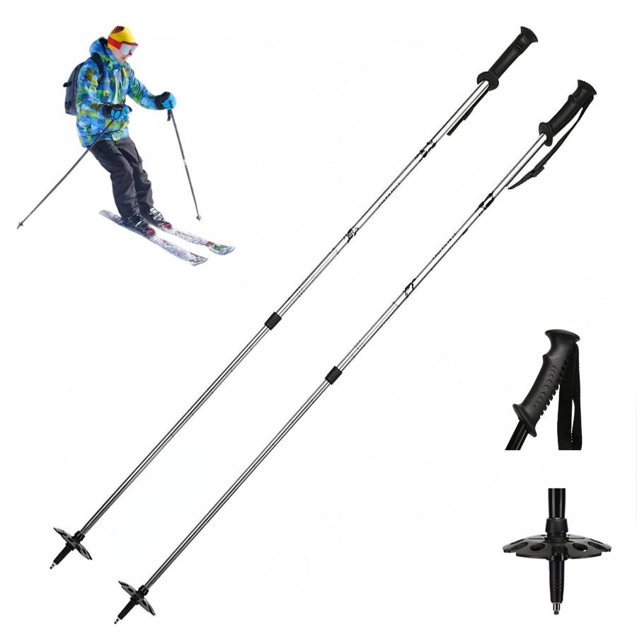スキーストック スキーポール 伸縮可 大人 子供用 スキーポール