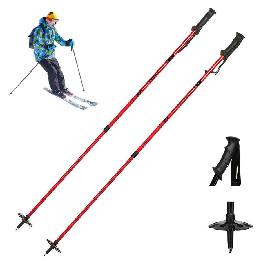 スキーストック スキーポール 伸縮可 大人 子供用 スキーポール