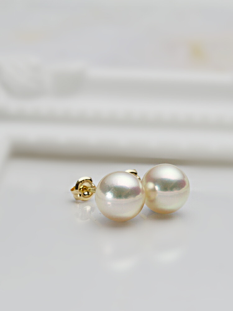p103c【小粒パール✧】ムーンピアス 5Aダイヤ K14 18 コート