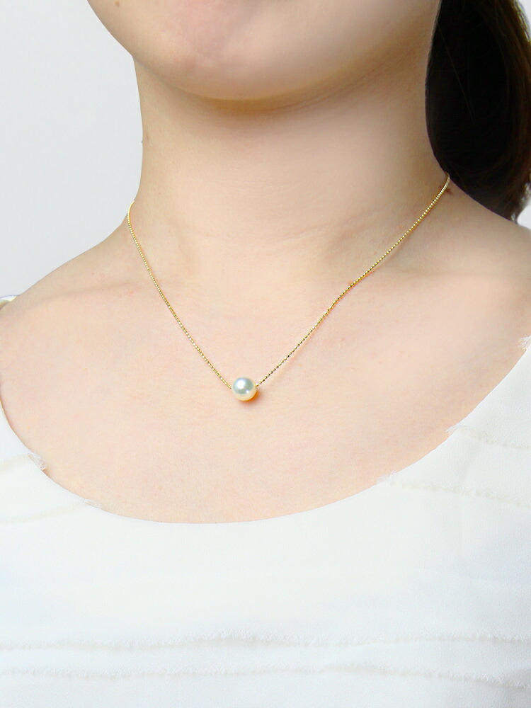 【テリ強】アコヤ真珠 ムーンストーン パール ネックレス 20g 本真珠 あこや ムーンレーベル 公式] パール ネックレス 一粒 あこや真珠 8.0mm