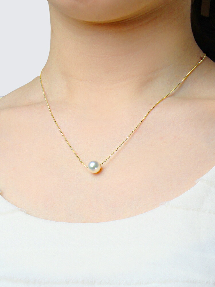 ムーンレーベル 公式] パール ネックレス 一粒 あこや真珠 8.5mm