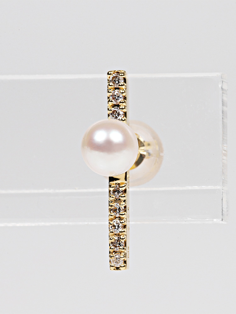 ムーンレーベル 公式] パール ダイヤモンド ピアス Classy ピアス K18