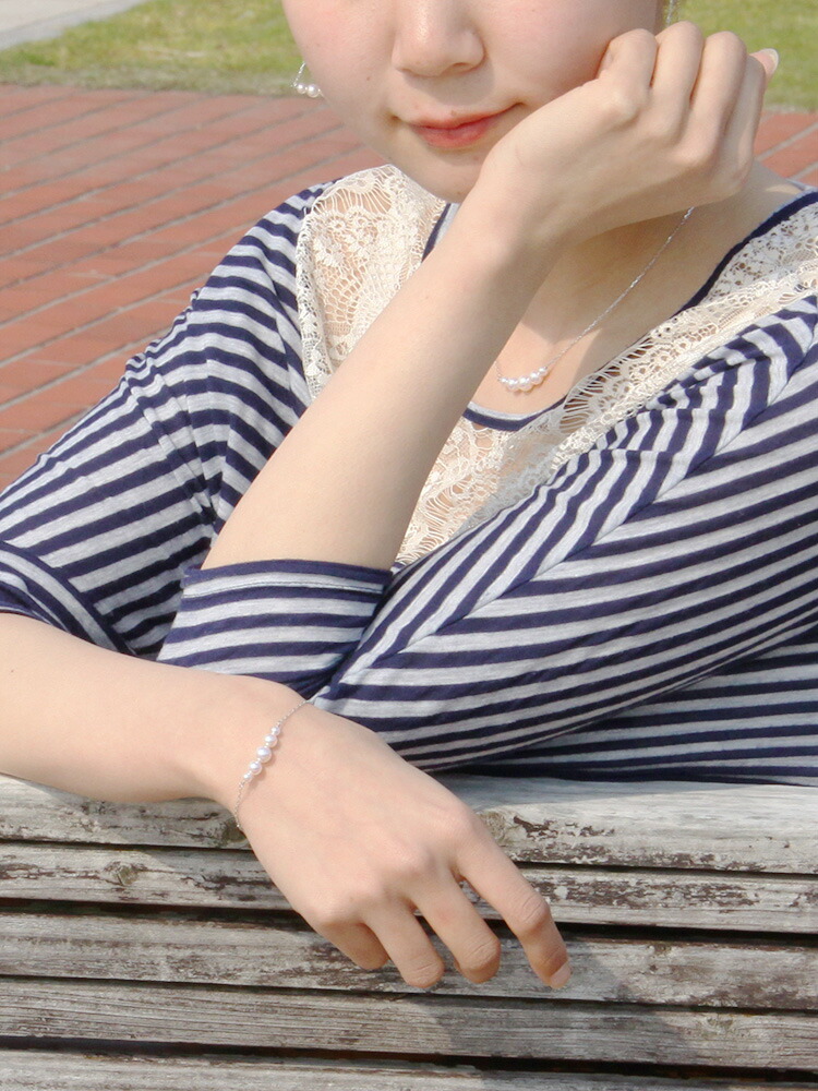 K18WGパール ブレスレット 長さ17.5㎝　刻印あり CROISSANT（クロワッサン） [ムーンレーベル 公式] パール