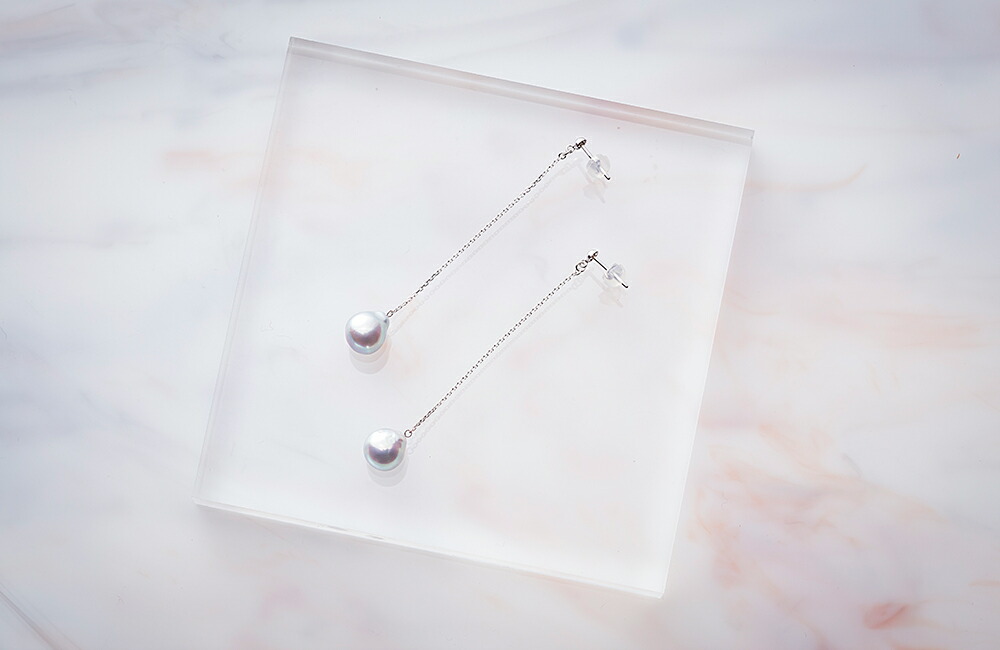 ムーンレーベル 公式] 揺れる バロック パール ピアス ロングチェーン