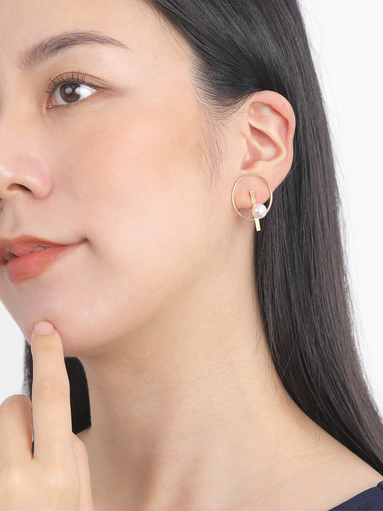 パール ピアス K18 レディース ゴールド アクセ 0324-S5643h K18南洋カットパールダイヤピアスゴールド