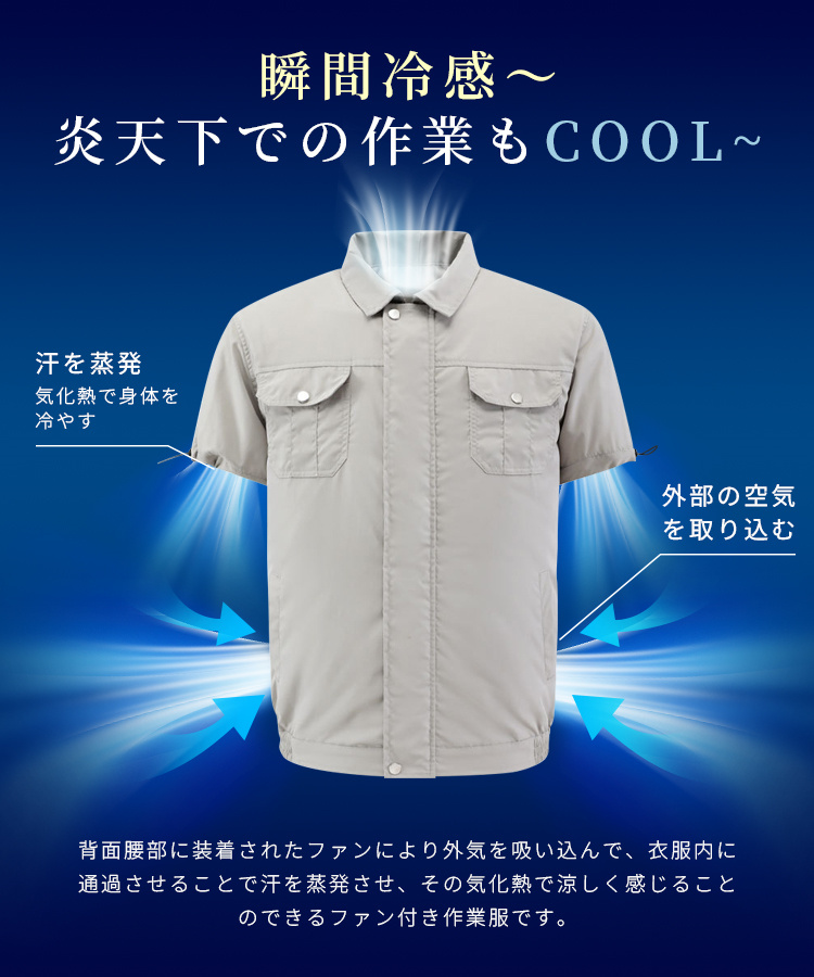 空調作業服 空調ウェア 扇風服 作業服 ファン付き 扇風ウェア 長袖半袖兼用Zk