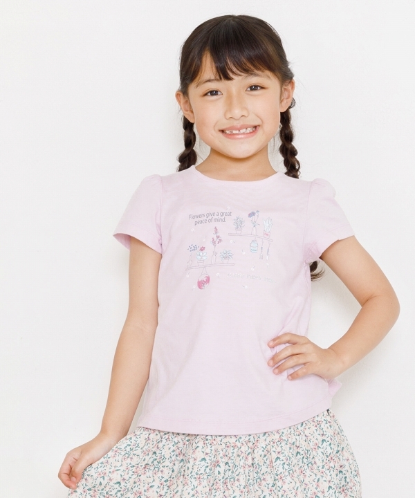 子供服 女の子 Tシャツ 半袖 普段着 通学着 綿100％バックリボン付き