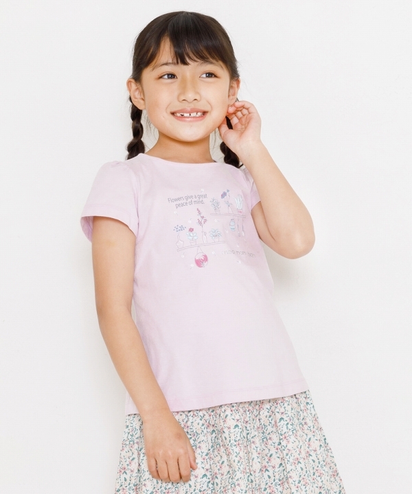 子供服 女の子 Tシャツ 半袖 普段着 通学着 綿100％バックリボン付き