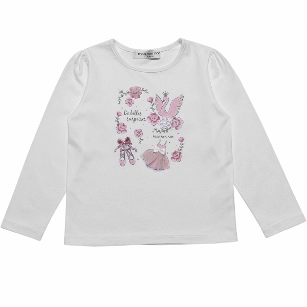 アウトレットセール 150cm限定 子供服 女の子 Tシャツ 長袖 通学着　綿100％ バレエ 白鳥...