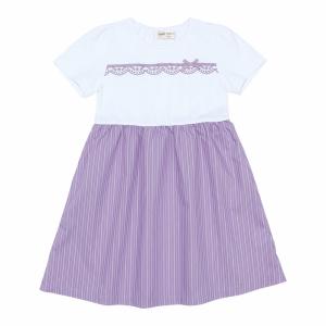 子供服 女の子 ワンピース ジャンパースカート 春夏 半袖 子ども服 キッズ ジュニア リボン レー...